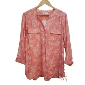 POPPI 3/4 Sleeve Ruched Blouse, NWT: size XL